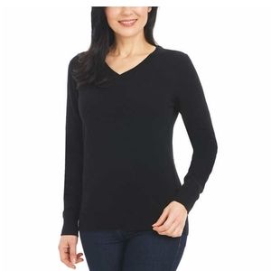 KS Women's Black V-neck Cashmere Sweater